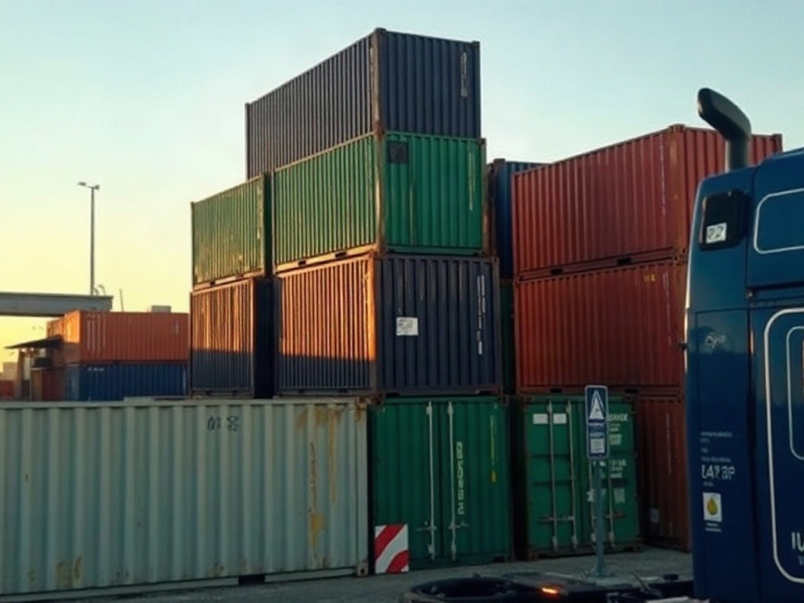 Containers in a customs yard near the Otay port of entry
